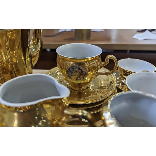 1437 - Vintage Czechoslovakian Gilt Porcelain Tea Service 'Bernadette', including tea pot, coffee pot, hot ... 