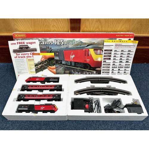 1502 - Hornby Virgin Trains 125 Electric Train Set, boxed, Birmingham International.  Appears unused.