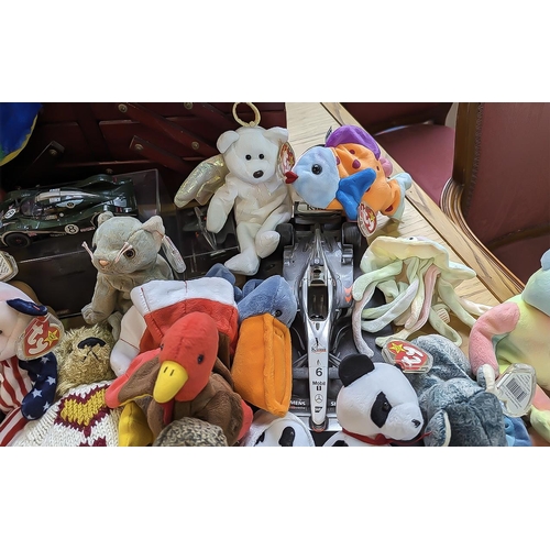 1538 - Collection of Assorted Toys, including approx. 60 Ty soft toys, together with model cars Carrera Ben... 