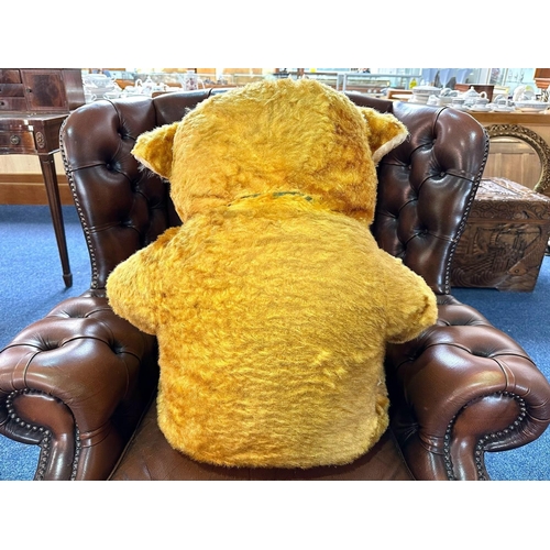 1591 - Early Mid Century Very Large Chad Valley Teddy Bear, With Padded Paws and Nose, Pointed Snout, Straw... 