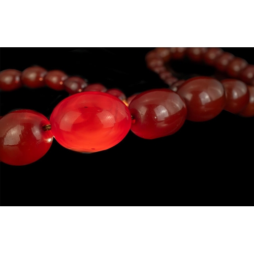 170 - Early 20th Century Cherry Coloured Amber Bead Necklace. Graduating Cherry Amber Necklace, Length 26 ... 