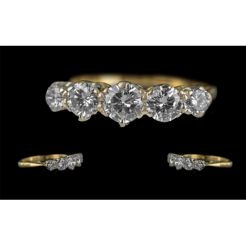 19 - 18ct Gold - Good Quality 5 Stone Diamond Set Ring. Marked 18ct to Interior of Shank, The Well Matche... 