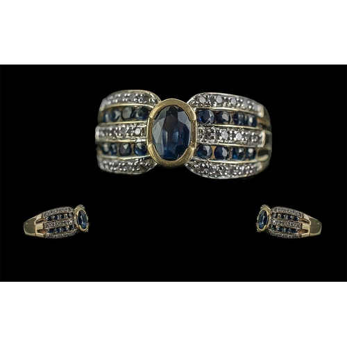 247 - Ladies Excellent / Attractive 9ct Gold Sapphire and Diamond Set Dress Ring, Full Hallmark to Shank. ... 