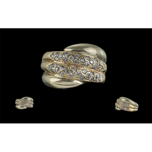 248 - 9ct Gold Pleasing Diamond Set Snake Ring, Marked 9ct to Shank. Est Diamond Weight 1.50 ct, Ring Size... 