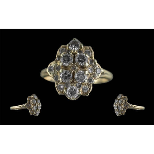 259 - 18ct White Gold Diamond Set Cluster Ring, set with six round cut brilliant cut diamonds, surrounded ... 