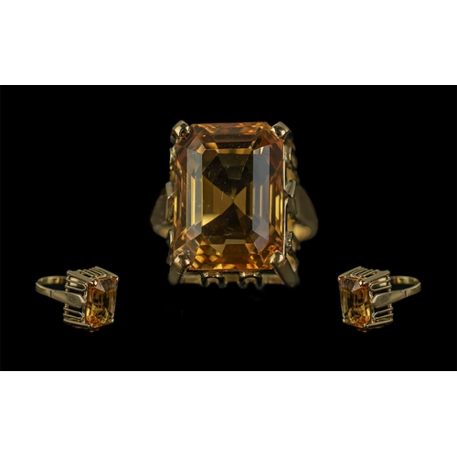 26 - Superb 18ct Gold Single Stone Citrine Set Dress Ring of excellent design and setting, marked 18ct to... 