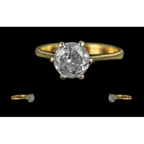 283 - A Single Stone Diamond Ring, 1.3 ct round modern brilliant cut diamond, white stone, P2/P3 inclusion... 