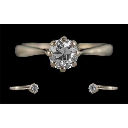 306 - 18ct Gold White Gold Single Stone Diamond Set Ring, marked 18ct to shank, the round faceted diamond ... 