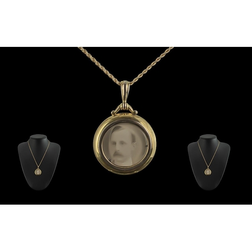 329 - Antique Period - Pleasing 9ct Gold Double Open Faced Ornate Locket with Attached 9ct Gold Chain. Bot... 