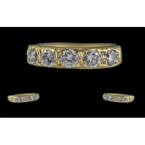 32A - 18ct Gold Good Quality 5 Stone Diamond Set Ring. Full Hallmark to Interior of Shank. The Five Round ... 