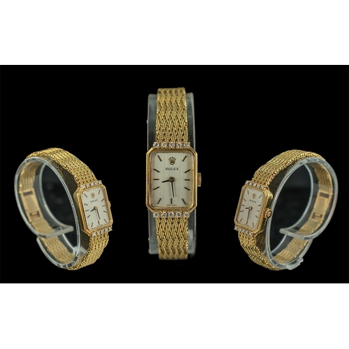 33 - Rolex - Ladies 1960's / 1970's 18ct Gold and Diamond Set Wrist Watch. Signed to Dial, Winder and Mov... 