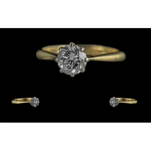 34A - 18ct Gold Pleasing Quality Single Stone Diamond Set Ring. Marked 18ct to Interior of Shank. The Roun... 