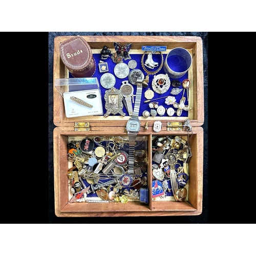 407 - Collection of Collectables. Wooden Box and Collection of Collectables, Includes Silver Coins, Casio ... 