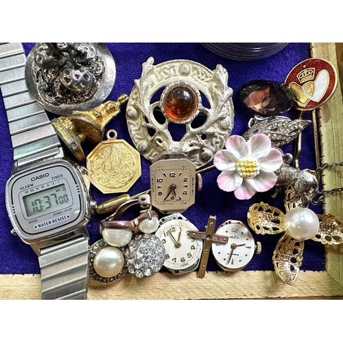 407 - Collection of Collectables. Wooden Box and Collection of Collectables, Includes Silver Coins, Casio ... 