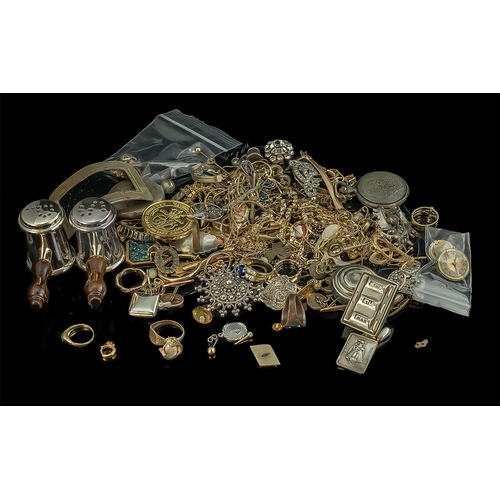 408 - Collection of Costume Jewellery And Collectables. Good Mixed Lot, Stone Set Rings, Pocket Watch, Bro... 