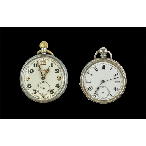 408A - A Lot Comprising 2 Antique Pocket Watches, including a silver key wind example and a Jaeger Le Coult... 