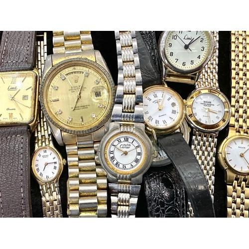 414 - Collection of Ladies & Gentleman's Fashion Wristwatches, comprising leather and bracelet straps, inc... 