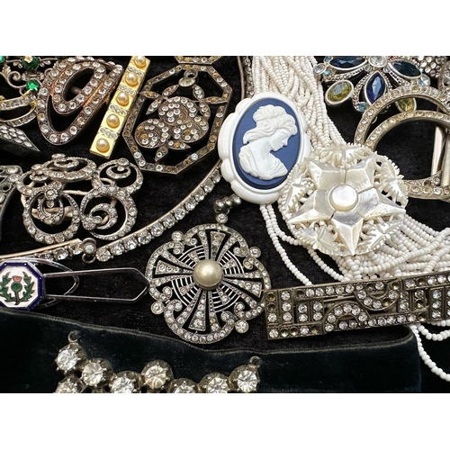 420 - Lovely Collection of Vintage Art Deco Style & Victorian Crystal Set Costume Jewellery, including bro... 