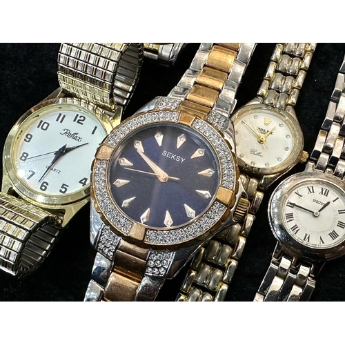 487 - Collection of Gentleman's & Ladies Wristwatches, bracelet and leather straps, comprising Lorus, Role... 