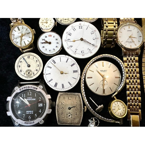 488 - Collection of Wristwatches and watch faces for spares/repairs, assorted makes including Sekonda, Lor... 