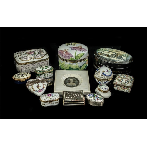 519 - Collection of Antique to Mid Century Hand Painted Porcelain Pots, assorted sizes, comprising trinket... 