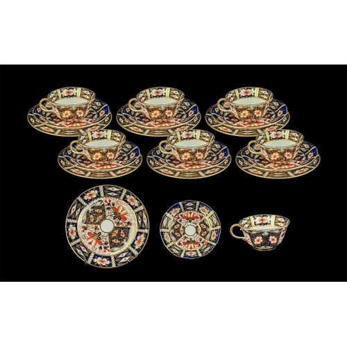 520 - Crown Derby ( 18 ) Piece Tea Service - Pattern No 2451. Antique Imari Pattern 2451, Comprises 6 Cups... 