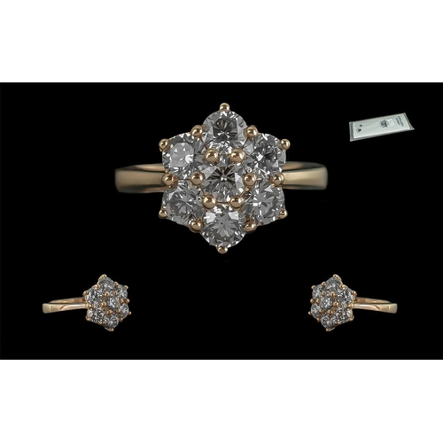 56A - 18ct Rose Gold 7 Stone Daisy Style Round Brilliant Cut Diamond Ring. Certificated. Diamonds 2.15 ct.... 