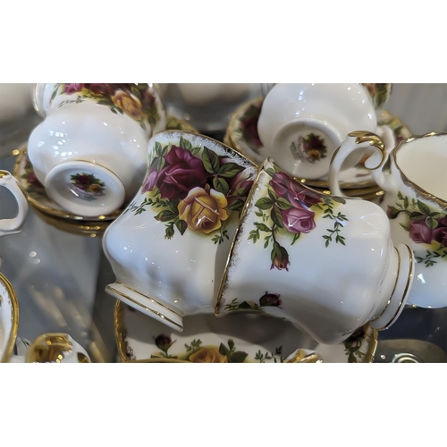 588 - Royal Albert 'Old Country Roses' Tea Set, comprising  two tea pots, two milk jugs, two sugar bowls, ... 