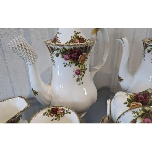 588 - Royal Albert 'Old Country Roses' Tea Set, comprising  two tea pots, two milk jugs, two sugar bowls, ... 