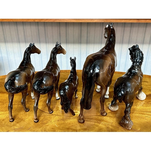 602 - A Collection of Beswick Horses (5) in total. To include mid brown colourway, chestnut brown, various... 