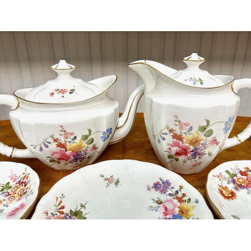 607 - Royal Crown Derby 'Derby Poses' Tea Set, comprising tea pot, hot water pot, milk jug, sugar bowl, si... 