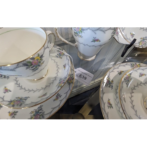 639 - Grafton China Tea Service 'Pevensey', including six tea cups, six saucers, six side plates, sugar bo... 