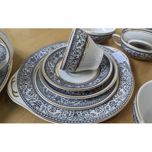 652 - Wood & Sons 'Saracen' Dinner & Tea Service, Alpine White Ironstone, comprising tureens, plates, side... 