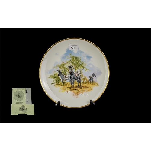 658 - David Shepherd Wall Plates, all depicting wild animals.  Comrpising Rhinoceros, Cheetah, Zebra, The ... 