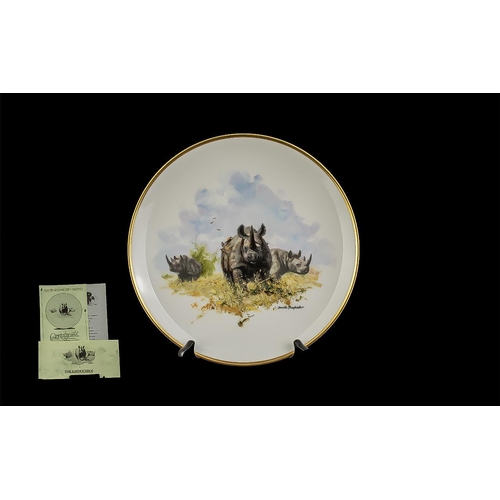 658 - David Shepherd Wall Plates, all depicting wild animals.  Comrpising Rhinoceros, Cheetah, Zebra, The ... 