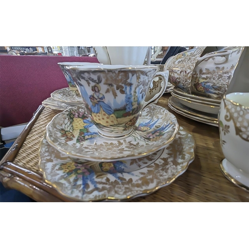 661 - Grosvenor Bone China Tea Service 'Wilton',  comprising tea pot, milk jug, six cups and six saucers. ... 