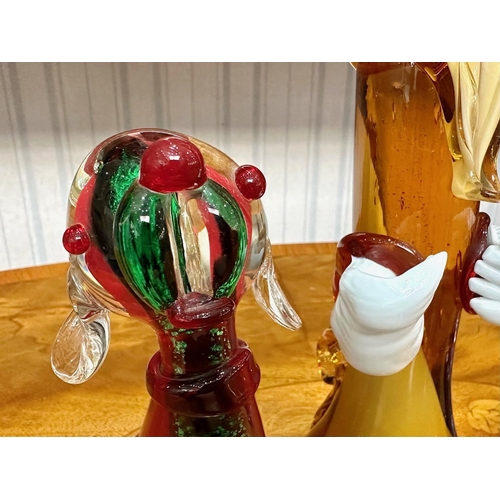 760 - Three Pieces of Murano Style Art Glass Figures, a rabbit, a dog and a fish, tallest 14''.