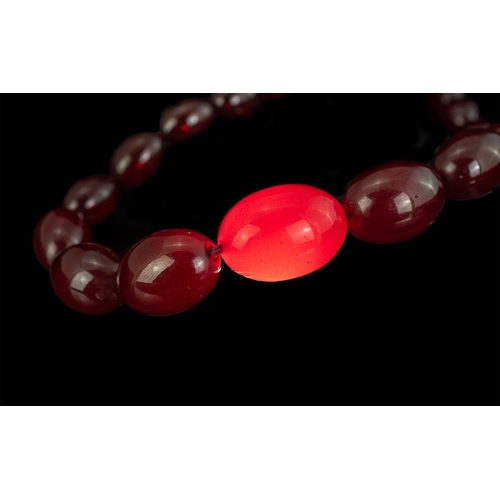 90 - Early 20th Century Excellent Quality Cherry Amber Graduated Beaded Necklace of good colour, weight 6... 