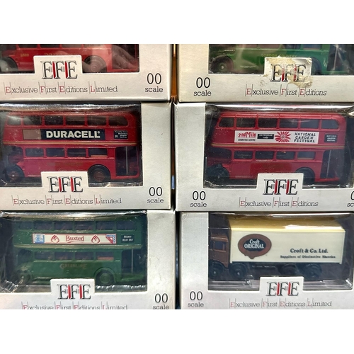 1392 - Gilbow EFE Vehicles Interest. Boxed lot of EFE Gilbow Vehicles, Mostly Buses together with 3 Lledo B... 