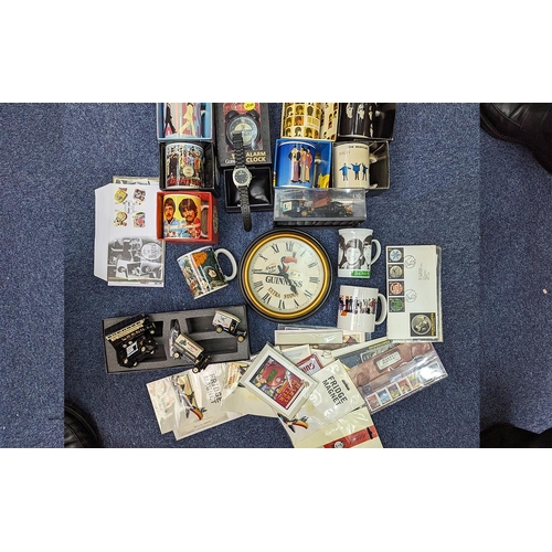 1408 - Beatles / Guiness Interest - Box of Collectables, Includes Guiness Boxed Alarm Clock, The Beatles Bo... 