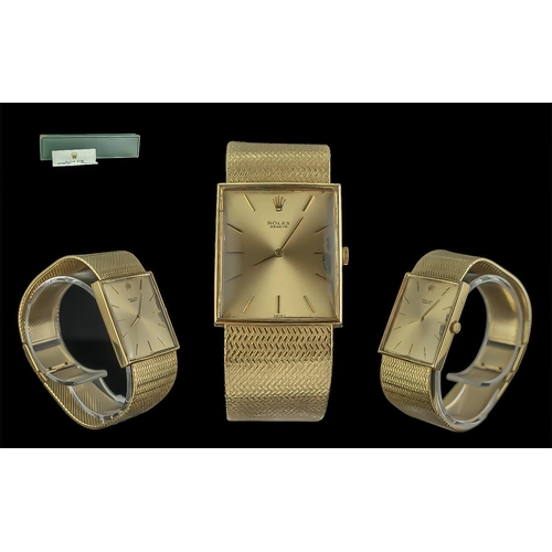 40A - Rolex - Gents 1960's Mechanical Wind 18ct Gold Gents Wrist Watch, Superb Mesh Bracelet. Full Hallmar... 