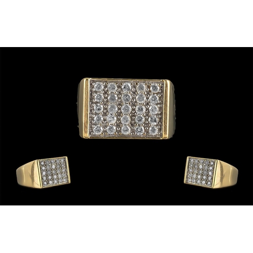 490 - 9ct Gold - Diamond Set Ring Set with 25 Small Diamonds. Est Diamond Weight 1.00 cts, Full Hallmark t... 