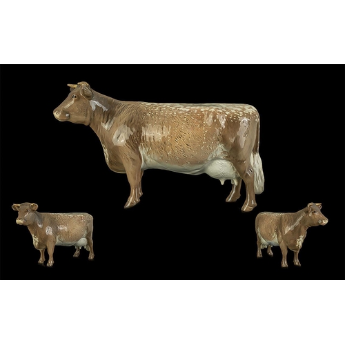 500 - Beswick Hand Painted Farm Animal ' Dairy Shorthorn Cow ' Brown and White Colour way. CH Eaton Wild E... 