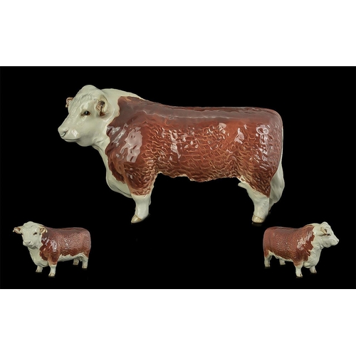 503 - Beswick Hand Painted Farm Animal Figure ' Hereford Bull ' Model No 1363A. Designer A. Gredington. Is... 