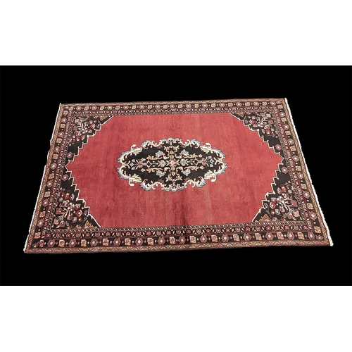 1032 - Washed Red Ground Persian Hamadan Village Rug, central medallion with a red field.  Measures 230 x 1... 