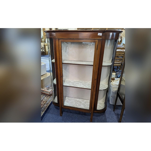 1057 - Early 20th Century Mahogany Display Unit, glazed front, bow glazed sides, three fitted silk lined sh... 