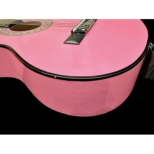 1125 - Pink Acoustic Tiger Guitar, Model No. CLG4-PK.  With shoulder strap and fitted soft case.