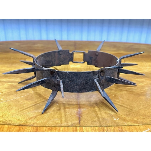 1236 - Antique Iron Fighting Dog Spiked Collar.