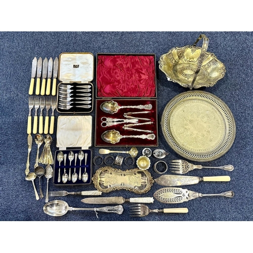 1237 - Collection of Plated Ware, including cutlery, boxed sets, trays, servers, napkin rings, etc.