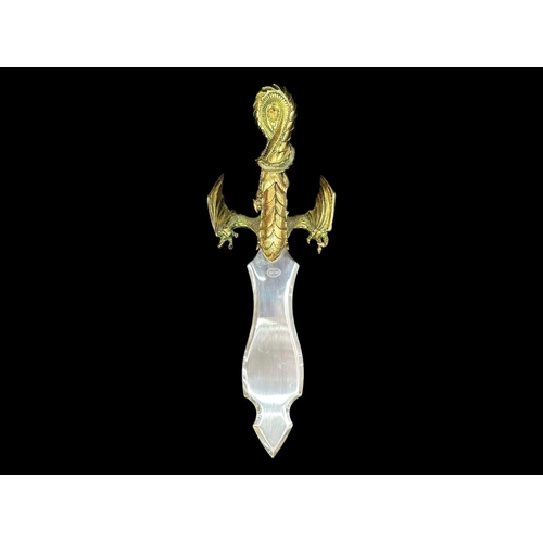 1308 - Fantasy Dagger, Realistically Cast with Dragon In Flight. Length 15 Inches.